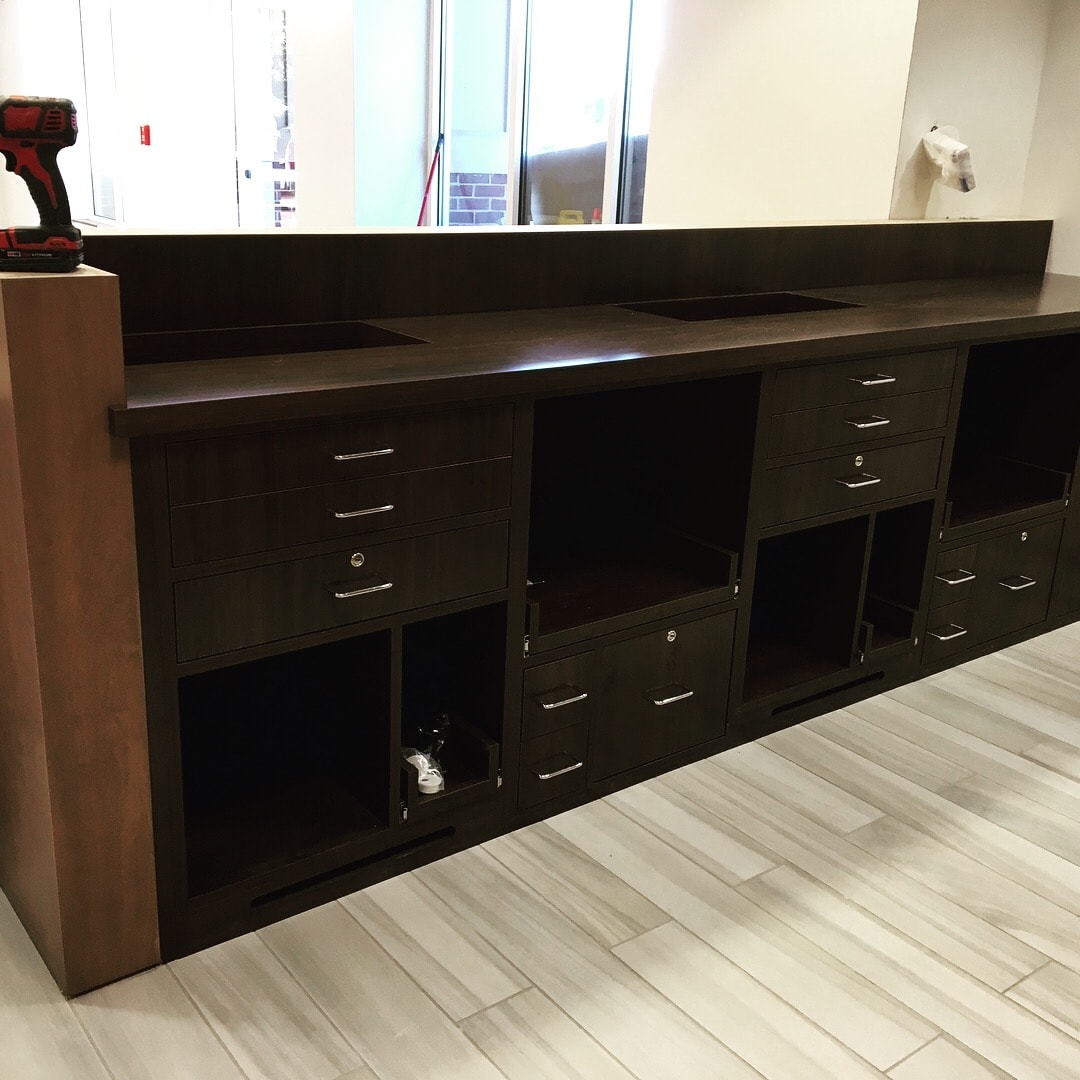 Custom cabinetry installation in progress